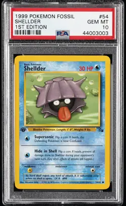 1999 POKEMON FOSSIL 1ST ED #54 SHELLDER PSA 10 - Image 1
