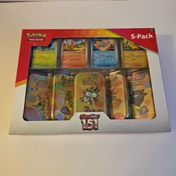 🔥Pokemon Scarlet & Violet - 151 (5-Pack) Mini Tins w/ 4 Promos🔥 - Image 1
