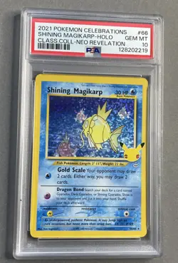 Pokemon PSA 10 Gem Mint Shining Magikarp 66/64 Celebrations Classic Collection - Image 1