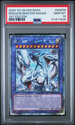 🔥PSA 10🔥DRAGON MASTER MAGIA QUARTER CENTURY STAMPEDE RA04-EN055 - Image 1