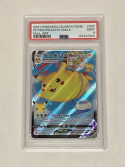 2021 Pokemon Celebrations Flying Pikachu VMAX Full Art #007 Mint PSA 9 Card - Image 1