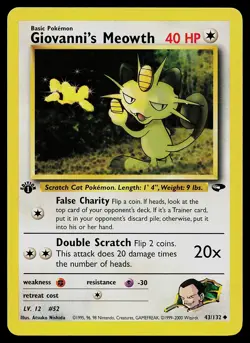 Pokemon Card - Giovanni's Meowth Gym Challenge 43/132 Uncommon 1st Edition - Image 1