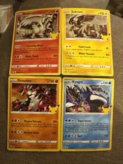 Pokemon TCG Celebrations 4 Card Lot - Kyogre, Groudon, Zekrom, Reshiram - Image 1