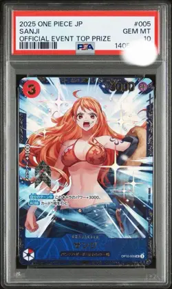 PSA 10 GM 2025 Sanji OP10-005 Top Prize Flagship Promo One Piece Card Japanese - Image 1