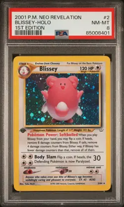 Pokemon Blissey Neo Revelation 1st Edition Holo Rare #2 PSA 8 - Image 1