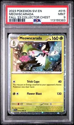 MEOWSCARADA #015 PSA 9 2023 Pokemon Scarlet & Violet Fall Collector Chest Rare - Image 1