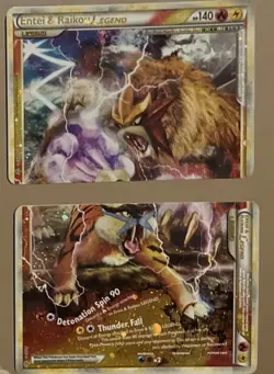 2010 Pokemon Unleashed Entei & Raikou LEGEND Set: 90/95 & 91/95 Top & Bottom - Image 2