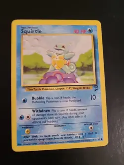 Squirtle - 93/130 - Pokemon Base Set 2 Card Common WOTC Vintage NM/LP - Image 1