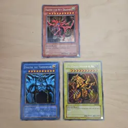 2003 YuGiOh English Slifer GBI-001 Obelisk GBI-002 Ra GBI-003 Secret Rare Promo - Image 1