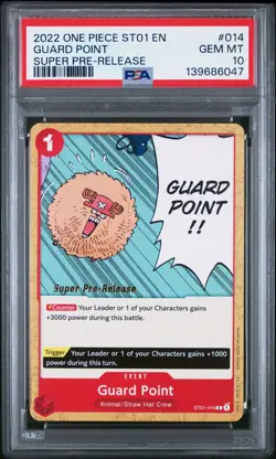 2022 ONE PIECE SUPER PRE RELEASE ST01-014 GUARD POINT PSA 10 GEM MINT - Image 1