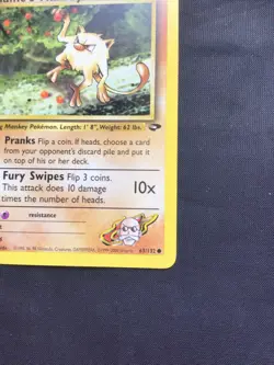 Pokemon Cards: Gym Challenge 1st Edition Common: Blaine's Mankey 63/132 - Image 4