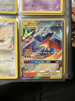 Reshiram & Charizard GX Holo Ultra Rare Pokemon Card Lightly Played - Image 1