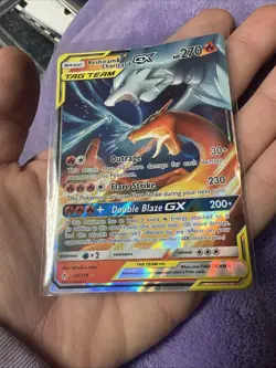 Reshiram & Charizard GX Holo Ultra Rare Pokemon Card Lightly Played - Image 3