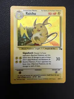 Raichu 14/62 Holo Rare Fossil Set Pokemon Card 1999 WOTC - Image 1