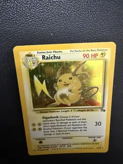 Raichu 14/62 Holo Rare Fossil Set Pokemon Card 1999 WOTC - Image 3