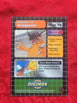 Digimon Trading Card Animated Series 1 Greymon 19 of 34 Exclusive Series 1 - Image 2