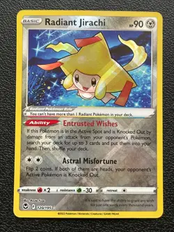 POKEMON RADIANT JIRACHI #120/195 RADIANT RARE SILVER TEMPEST NM CARD - Image 1