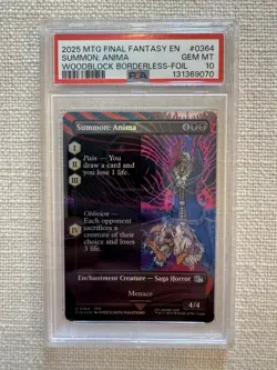 2025 MTG FINAL FANTASY WOODBLOCK BORDERLESS FOIL U0364 SUMMON: ANIMA PSA 10 - Image 1