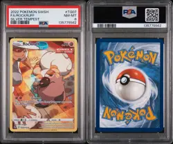 2022 POKEMON SWORD & SHIELD SILVER TEMPEST #TG07 FULL ART/ROCKRUFF PSA 8 - Image 3