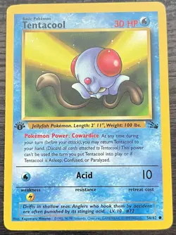 Tentacool 1st Edition Pokemon TCG Base Set Fossil Common MINT - Image 1