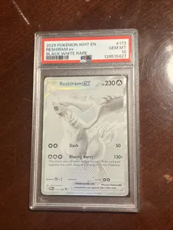 Pokemon 2025 WHT en White Flare Reshiram EX #173/086 Black White Rare PSA 10 - Image 1