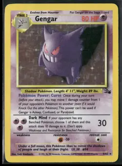 1999 Pokemon Fossil Unlimited Holofoil Gengar 5/62 - Image 1