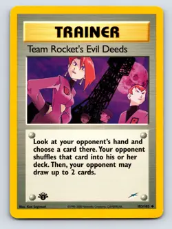 Team Rocket's Evil Deeds - 103/105 1st Edition Uncommon Neo Destiny - LP Pokemon - Image 1