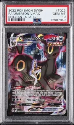 2022 POKEMON SWORD & SHIELD BRILLIANT STARS #TG23 FULL ART/UMBREON VMAX PSA 10 - Image 1
