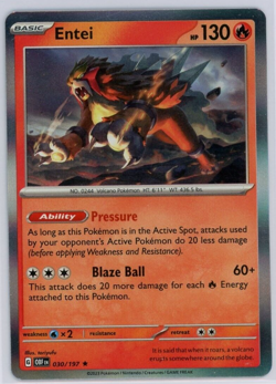 Pokemon TCG Entei 030/197 Obsidian Flames Holo Rare - Image 1
