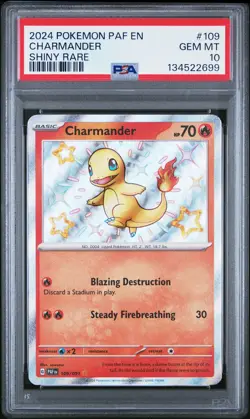 2024 POKEMON PAF EN-PALDEAN FATES SHINY RARE #109 CHARMANDER PSA 10 - Image 1
