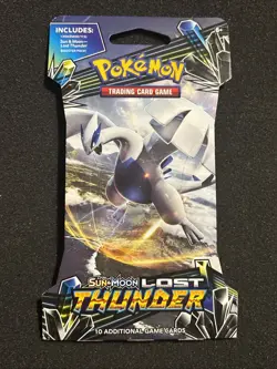 2018 Pokemon Sun and Moon Lost Thunder Sealed Sleeved Booster Pack - Lugia Art - Image 1