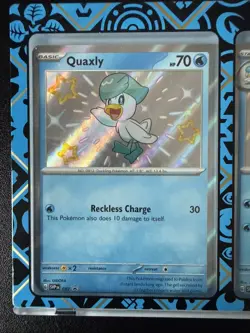 Pokemon Paldean Fates Quaxly, Quaxwell, Quaquaval Ex Cards With Display Case - Image 2