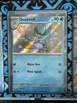Pokemon Paldean Fates Quaxly, Quaxwell, Quaquaval Ex Cards With Display Case - Image 3