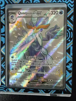 Pokemon Paldean Fates Quaxly, Quaxwell, Quaquaval Ex Cards With Display Case - Image 4