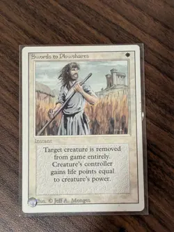1994 Magic: The Gathering - Revised(3rd) - SWORDS TO PLOWSHARES - Vintage - NM - Image 1
