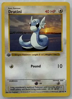 Pokemon TCG Dratini 26/102 Base Set First Edition Shadowless Uncommon Vintage - Image 1