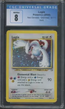 Pokemon TCG Lugia 9/111 Neo Genesis Holo Rare CGC 8 - Image 1