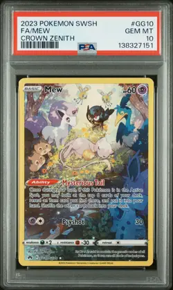 2023 POKEMON SWORD & SHIELD CROWN ZENITH #GG10 FULL ART/MEW PSA 10 - Image 1