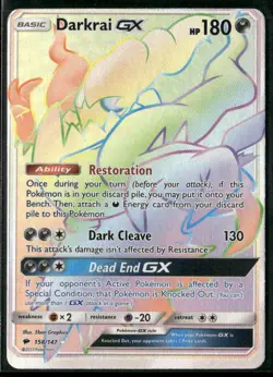 2017 Pokemon Burning Shadows Secret Rare Darkrai GX 158/147 - Image 1