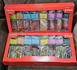Lot of 2 Pokemon Prismatic Evolutions Costco 8 Mini-Tins NEW Booster Bundle - Image 1