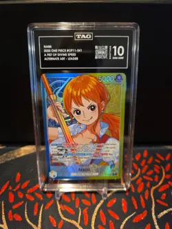 One Piece Nami OP11-041 Alt Art Leader Fist of Divine Speed TAG 10 English - Image 1