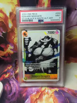 2024 One Piece EDWARD NEWGATE ST13 Black and White Alt Art Foil PSA Mint 9 Grade - Image 3