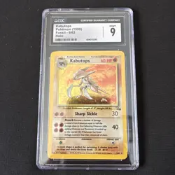 CGC 9 MINT Kabutops 1999 Fossil 9/62 Holo Pokemon Card psa - Image 1