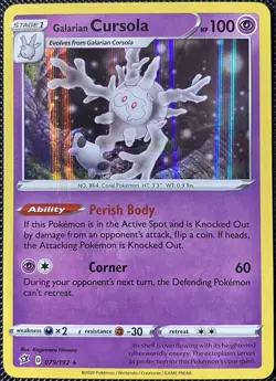 Galarian Cursola 079/192 Swsh02: Rebel Clash (Holo Bleed) Pokemon Card - Image 1