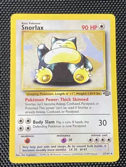 1999 Snorlax 27/64 Non Holo Jungle Set Rare Pokemon Card LP - Image 1