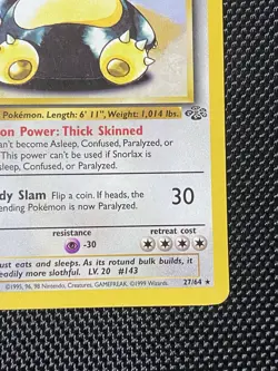 1999 Snorlax 27/64 Non Holo Jungle Set Rare Pokemon Card LP - Image 4