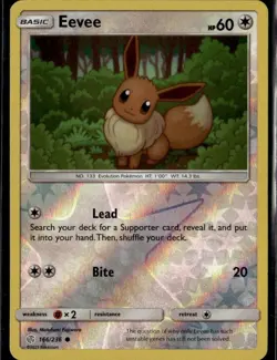 Eevee - Common SM - Cosmic Eclipse 166/236 Colorless Reverse Holo Pokemon Card - Image 1