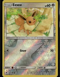Eevee Common SM - Lost Thunder 155/214 Colorless Reverse Holo Pokemon Card - Image 1