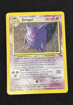 Pokemon TCG Gengar Fossil Holo Card 5/62 Unlimited Rare Vintage WOTC - Image 1