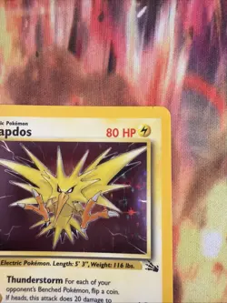 Pokemon TCG Zapdos Fossil Holo Unlimited Rare Card 15/62 Vintage LP - Image 3